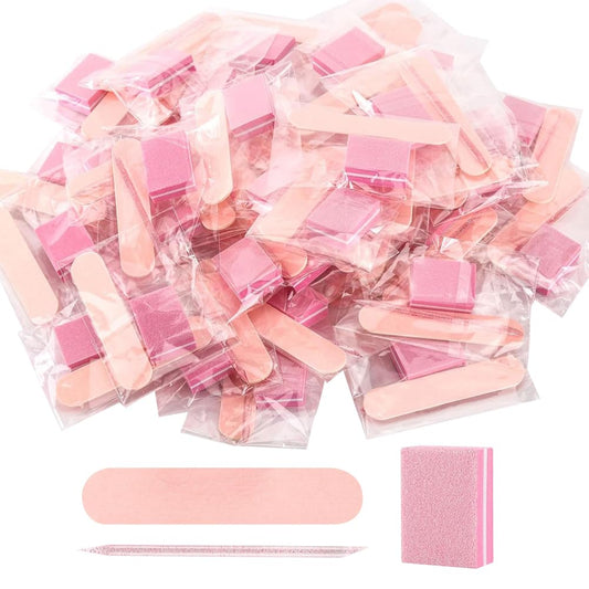GSHLLO 50 Sets Professional Manicure Kit Small Nail Art Files Mini Nail Buffer Polisher Nail Cuticle Sticks Fingernail Buffing Blocks Fine Grit Fingernail Filer Pedicure Set Tool for Salon Home