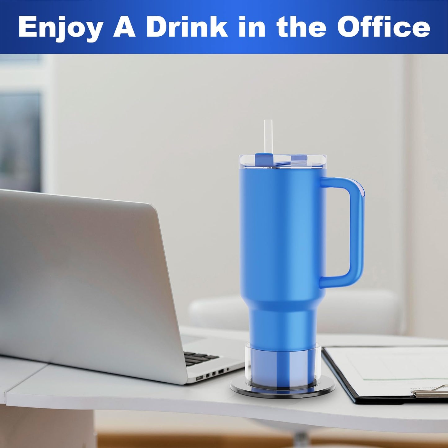 Cup Drink Holder for Stanley 30/40oz Tumbler with Handle & IceFlow 20/30oz, Drink Coaster with Anti-Slip, Anti-Spill Table and Desk Cup Holder Fits Most Water Bottles Under 3.35"(Not Include Cup)