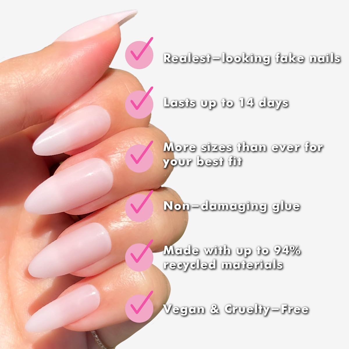 Olive & June Instant Mani Press-On Nails (Glue) | 42 Fake Nails, 21 Sizes | Non-Toxic, Long-Lasting Recycled Materials Realistic Look | Salon-Quality | Spring Flowers & Patterns | Medium, Almond | CCT