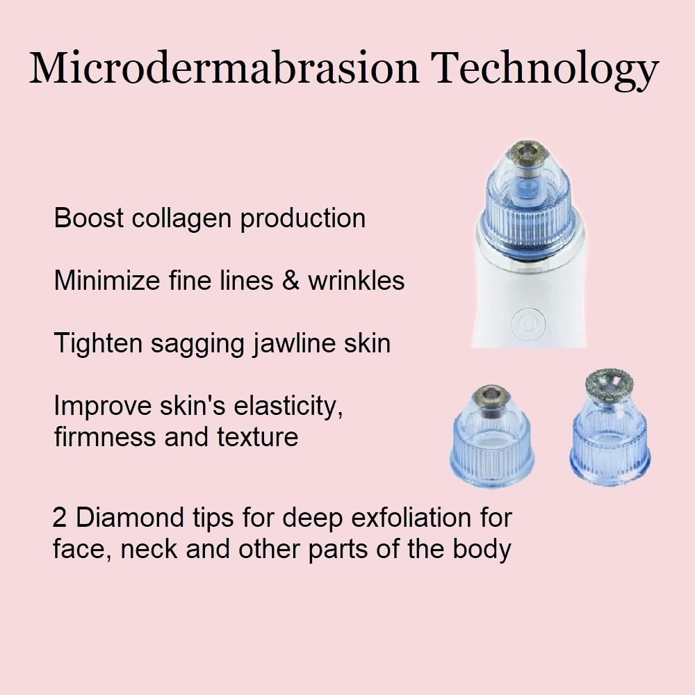 Appolus 3-in-1 Diamond Microdermabrasion Machine - Vacuum & Light Therapy Tool - Anti-Aging Device for Face & Neck - Skin Tightening - Wrinkle Reducing - Jawline Definition