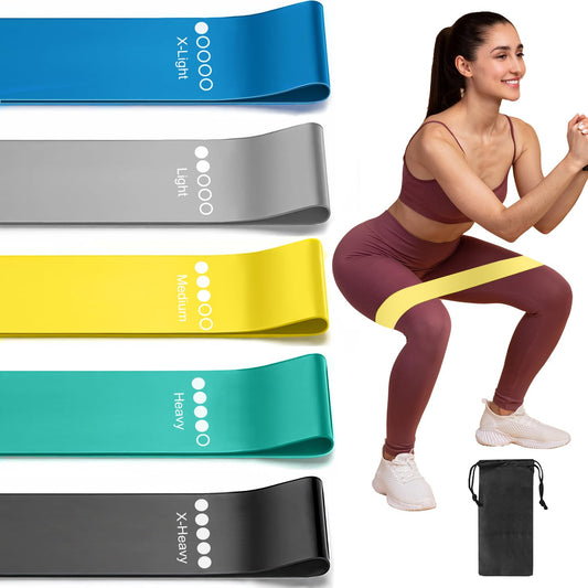 Resistance Loop Exercise Bands for Working Out, Fitness Elastic Bands, Workout Bands for Home Gym, Stretching, Yoga, Pilates, Physical Therapy (5pcs Set) - Multicolor