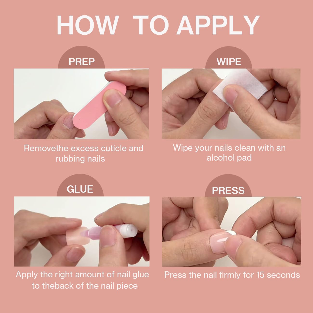 ESLALA Press On Nails Short Almond,Milk White Fake Nails,Glossy False Nails,Reusable Stick On Fake Nails with Glue | 16 Sizes - 32 Nail Kit(10 Almond Milk White)