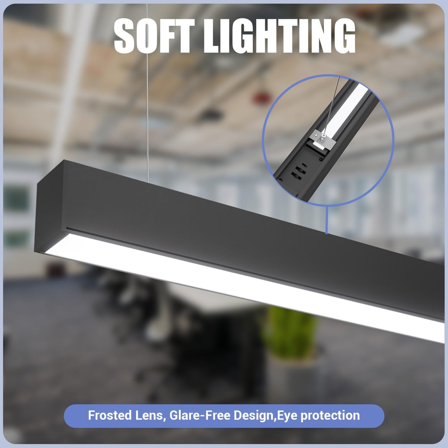 8FT LED Linear Lights 100/90/80/70/60W Up and Down Light, 3000K/4000K/5000K 8 Feet Commercial Linkable Shop Lighting for Office Garage Shop Dining Room bar, 0-10V Dimmable 8’ Architectural Fixture,ETL