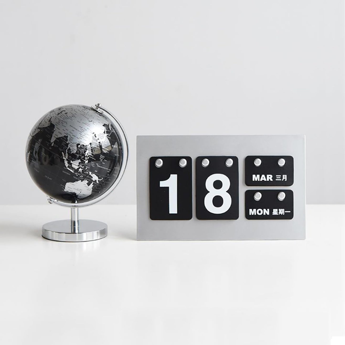 Calendar for Desk, Daily Desktop Perpetual Desk Calendar, Cute Date Display Desk Accessory for Home Office Decor, Teacher, Classroom, Reusable Yearly (BLACK)