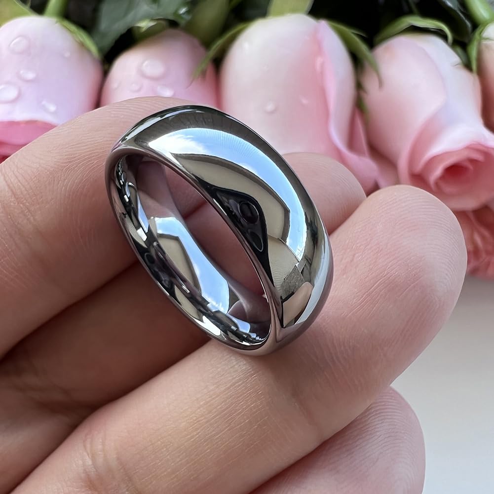 TUTISS 7mm Tungsten Carbide Rings for Men Women Engagement Wedding Bands Domed Polished Shiny Comfort Fit Size 11