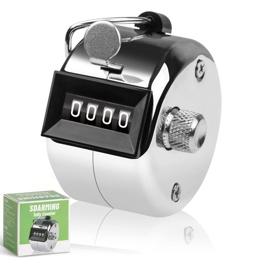 SDARMING Tally Counter, 4-Digit Clicker Counter, Metal Hand Tally Counters Clicker Pitch Counter for Counting, Knitting, Coaching, Golf, Lap, Fishing
