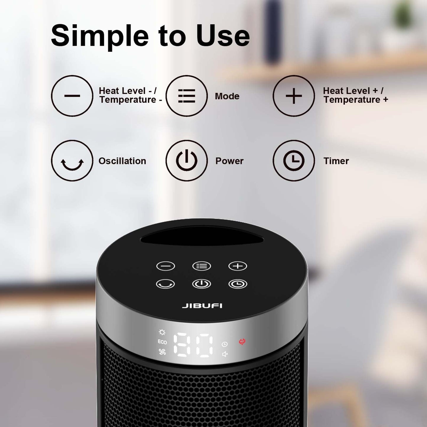 Ceramic Space Heater, Portable Indoor Heater with Remote Control, Three Heating Modes, Overheat and Tip-Over Protection, Suitable for Home, Office, Bedroom, Indoor Use