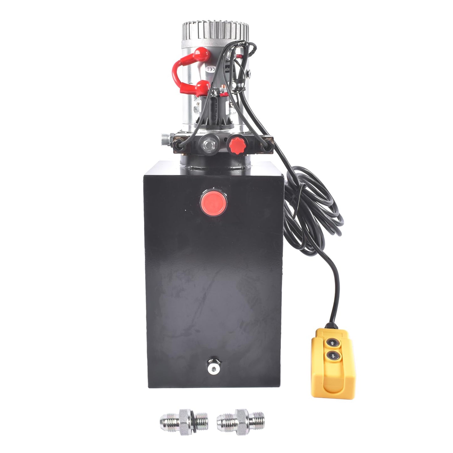 15 Quart Double Acting Hydraulic Pump 12V DC Dump Trailer Hydraulic Power Unit 3200PSI 22MPa 1.6KW with 2 Additional SAE#6 Connectors Weonefit