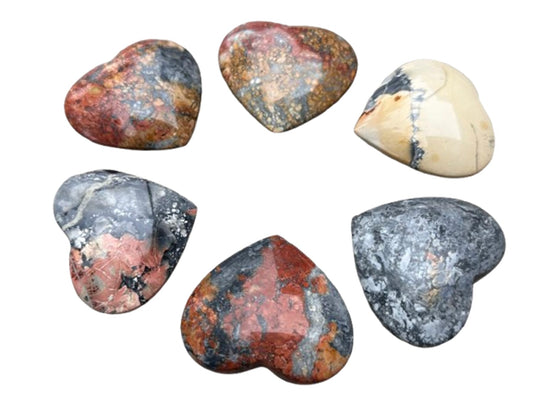 Maligano Gemstone Hearts, Polished Maligano Puffy Hearts, Maligano Crystal Palm Stone, Maligano Healing Crystal Hearts (1 Heart)