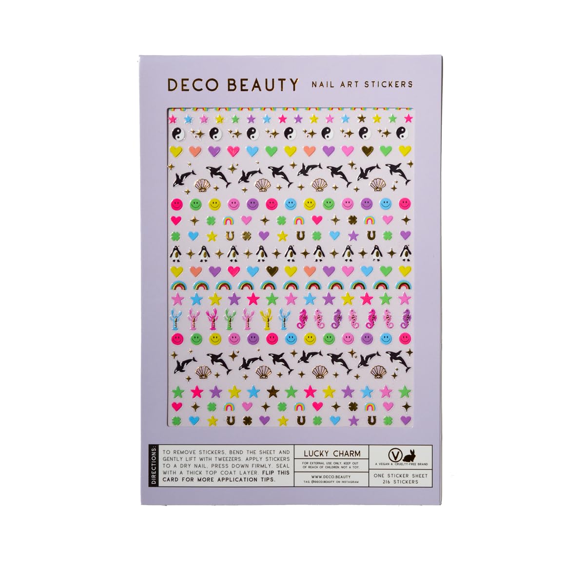 Deco Beauty Lucky Charm - Super Thin & Easy-to-Apply Nail Art with The Cutest Designs - Durable & Long-Lasting Nail Art Stickers and Decals for Women, for DIY at-Home Manicures & Salon-Quality Nails