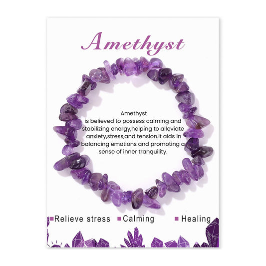 Lit Wall Amethyst Bracelet for Women 8mm Raw Amethyst Bracelet Handmade Natural Stone Gemstone Stretch Bracelet Amethyst Crystal Bracelet for Women Girls