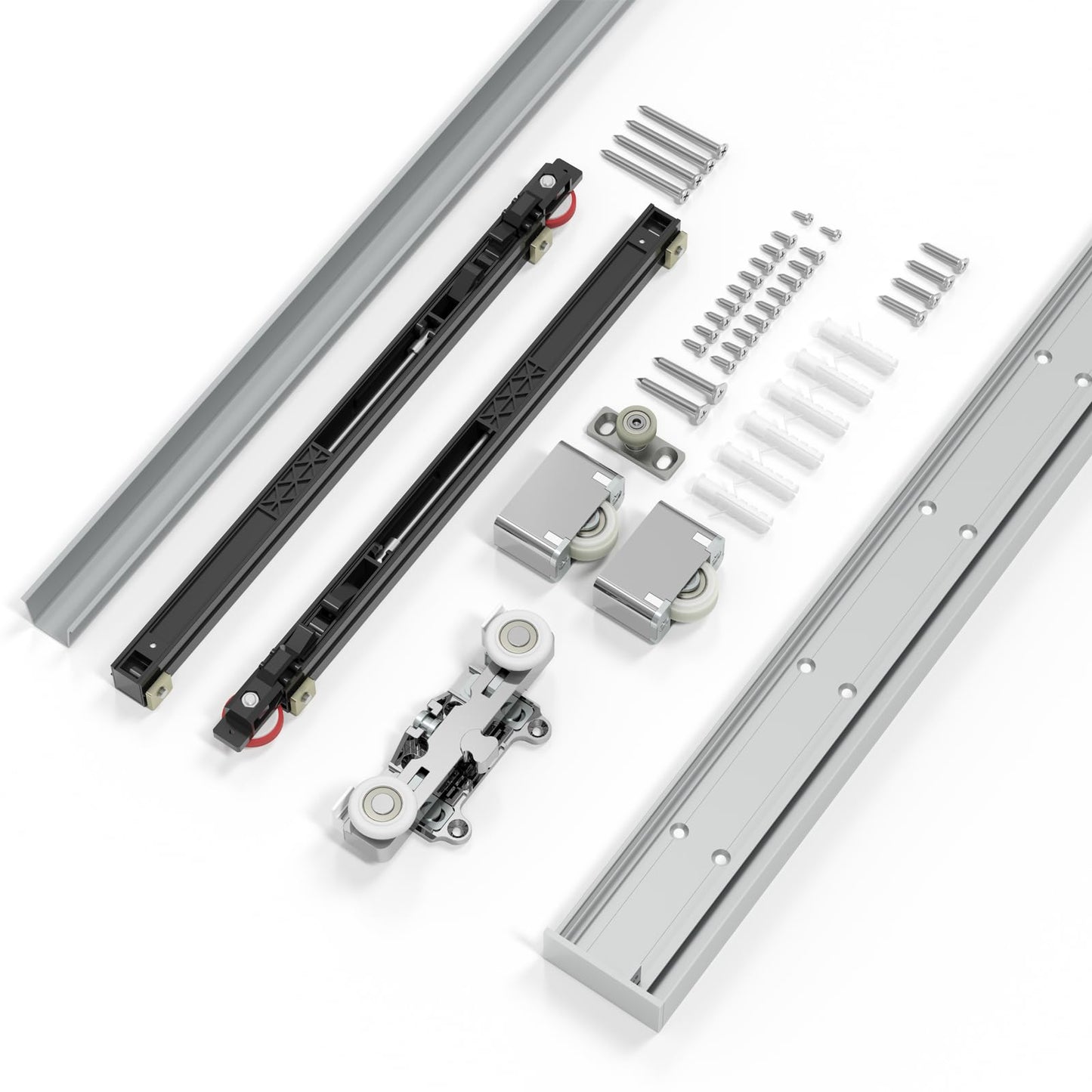 40" Concealed Sliding Barn Door Hardware Kit with Soft Close Mechanism for 32in Passage Opening, Hidden Aluminum Track System, Wall Mount for Interior Wooden Door (NO Door)