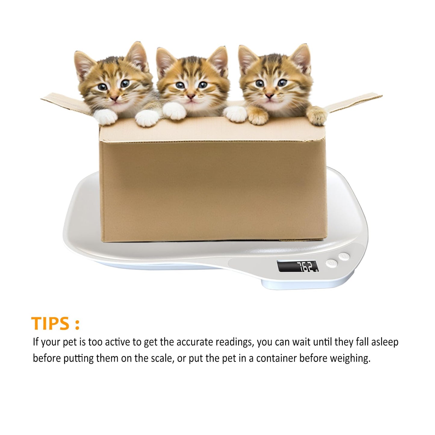 HMRCYTE Small Animal Digital Scale, Pet Scale with LCD Display, Puppy Scale, Electronic Kitchen Food Scale, (Max 33lbs),14 x 10 inches, for Weighing Kitten, Puppies, Hamster, Newborn Pets (White)