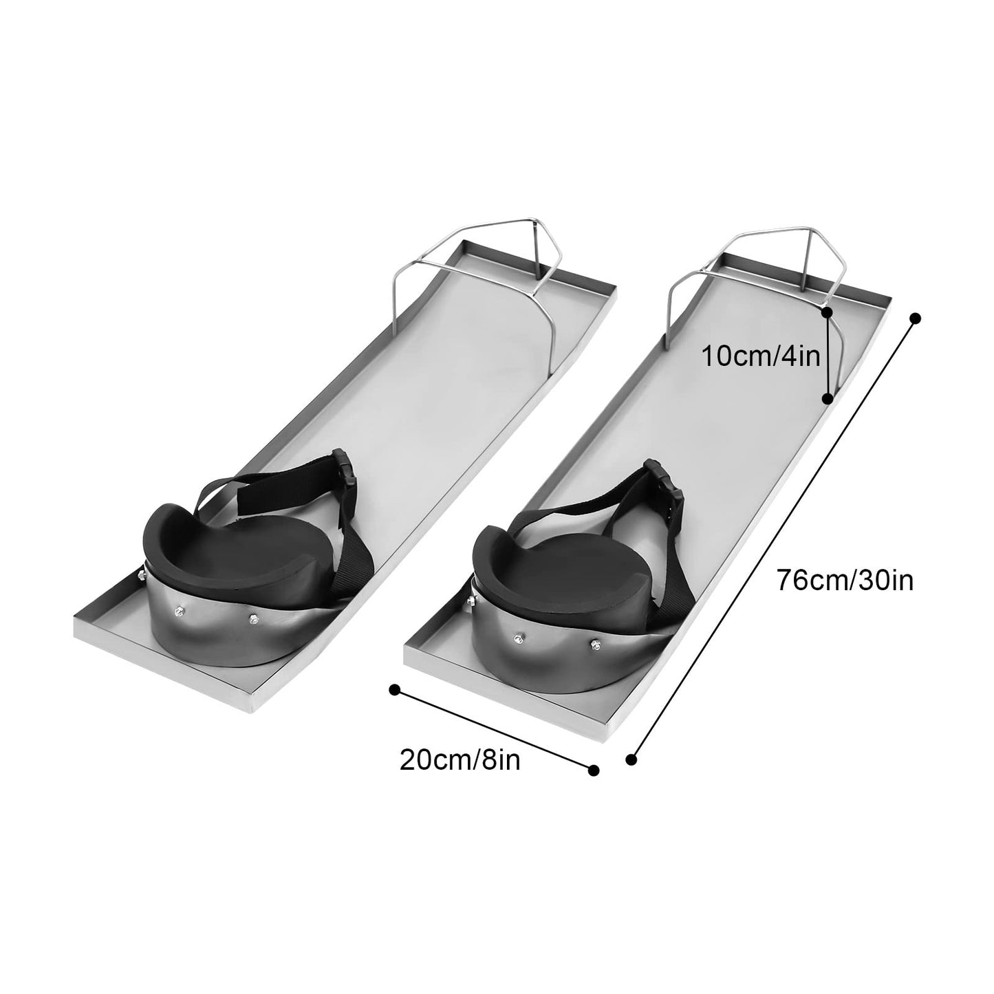 GEYOPMID Concrete Kneeboards, 2 PC 30X8X4 Inch Stainless Steel Concrete Knee Boards Concrete Sliders Kneeboard Knee Boards with Knee Pads & Board Straps for Concrete Work