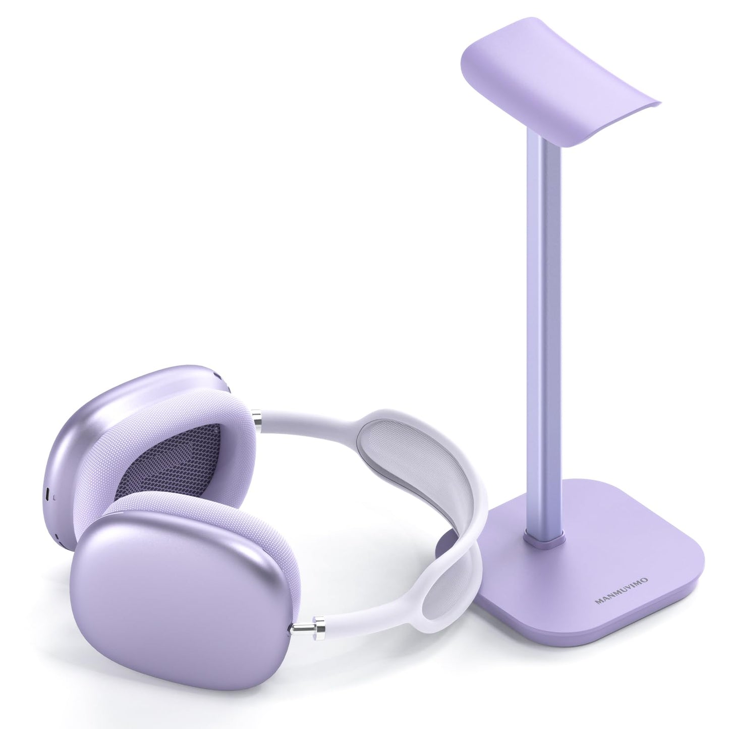 MANMUVIMO Headphone Stand, Desktop Headset Holder (Purple) Heavy Base Desk Earphone Stand Aluminum Gaming Headset Hanger Rack for AirPods Max, AirPods, AirPods Pro, Beats, Bose