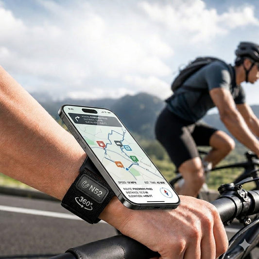 Magnetic Sport Wristband Phone Holder with HD Mirror & N52 Magnet, 360° Rotate Detachable Running Armband for iPhone 17 16 15 14 13 12 Pro Max, Galaxy Sports Wrist Forearm Mount for Gym Cycling