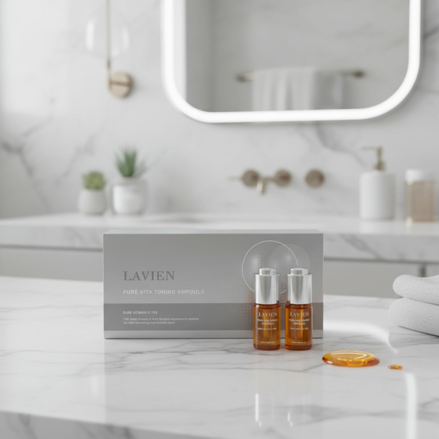 Lavien Pure Vita Toning Ampoule - 13% High Concentration Serum - All Skin Types - 14 ml Bottle
