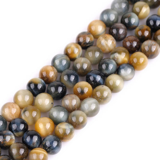 GEM-Inside Natural 8mm Dream Lace Gold Blue Tiger Eye Gemstone Loose Beads AAA Grade Crystal Energy Stone Power Beads for Jewelry Making 15"