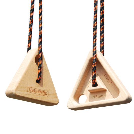 VERTIPEAK Portable Hangboard Rock Climbing, 2 pack Triangular Wooden Climbing Fingerboard with 3 Multi-Depth Pockets, Finger Strength, Arm Workout & Pull-up Training