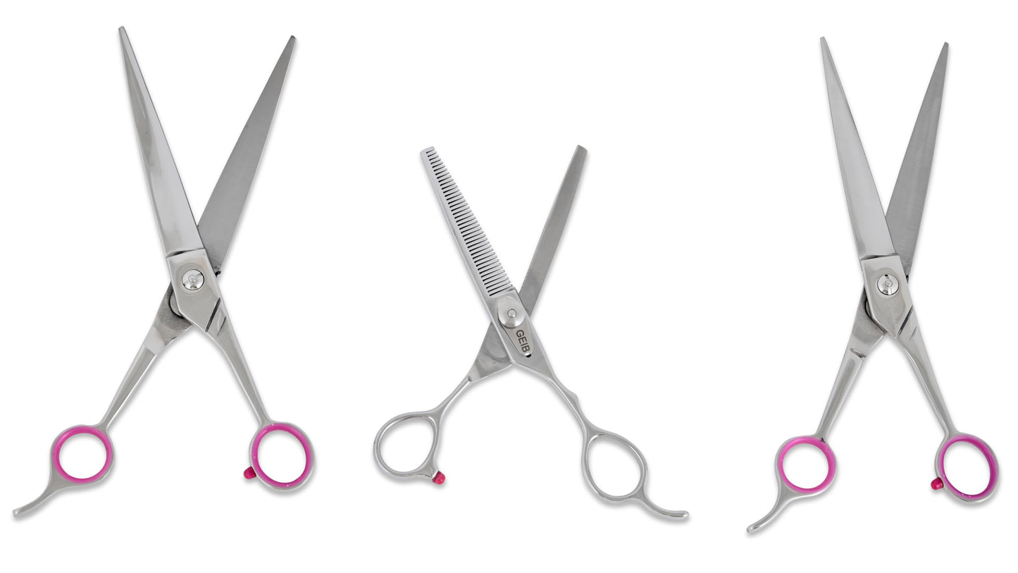 Geib Buttercut Dog Grooming Scissors, Stainless Steel Professional Dog Grooming Kit - Curved, Straight and Thinning Shears, 3 in 1 pet grooming kit