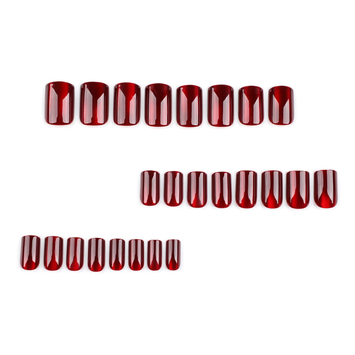 Wine Red Press on Nails Short Square Fake Nails Ombre Glitter False Nails Glossy Full Cover Acrylic Glue on Nail Red Nail Press ons for Women Girls Manicure 24Pcs