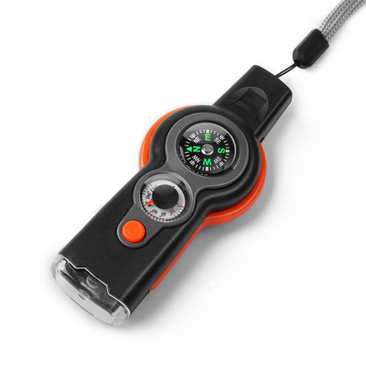binboll Emergency Survival Function Whistle, Outdoor Multifunctional Tool Safety Whistle with Lanyard, Ideal for Kayaking, Boating, Hiking, Camping, Climbing, Hunting, Fishing (Orange&Black)