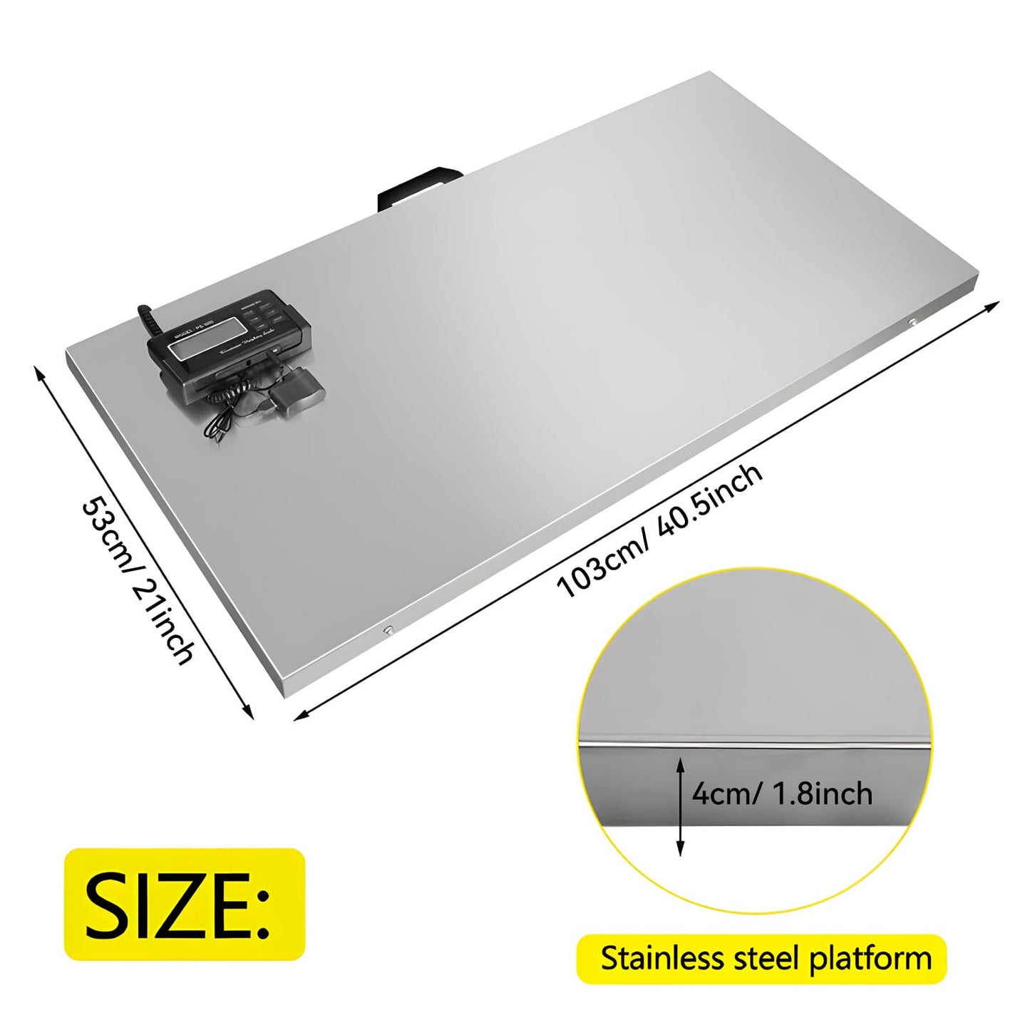 Togarhow 1100Lbs x 0.2Lbs Digital Livestock Scale Large Pet Vet Scale Stainless Steel Platform Electronic Postal Shipping Scale for Heavy Duty Large Dog Hog Sheep Goat Pig Sheep Scale