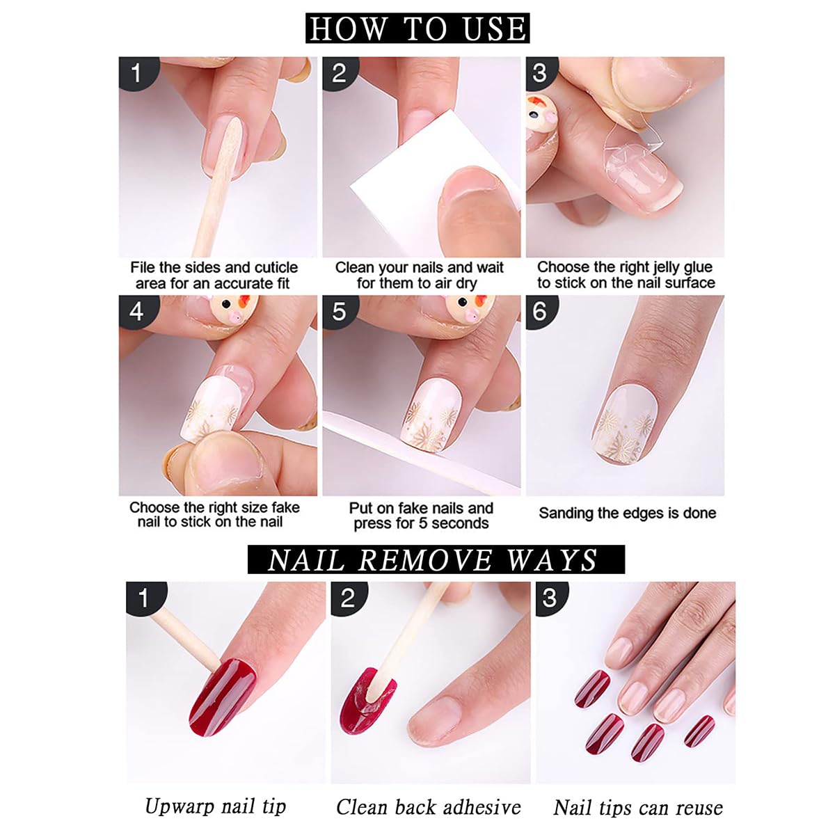 Strawberry Press on Nails Medium Almond, Bow French Tip Fake Nails with Glue, Strawberries Bows Pearl Rhinestones Stick on Nails Full Cover Pink Glossy False Nails for Women Manicure Decoration, 24PCS