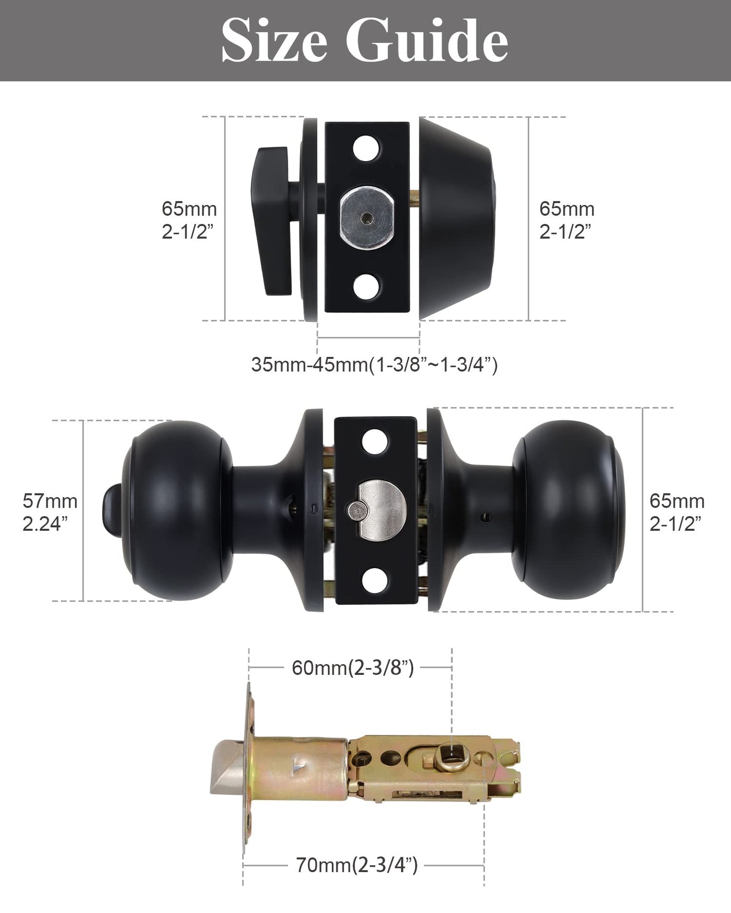 Lanwandeng （4 Sets） All Keyed Alike Entry Door Knobs and Single Cylinder Deadbolt Lock Combo Set, Security for Entrance and Front Door with Flat Ball Classic Matte Black Finish