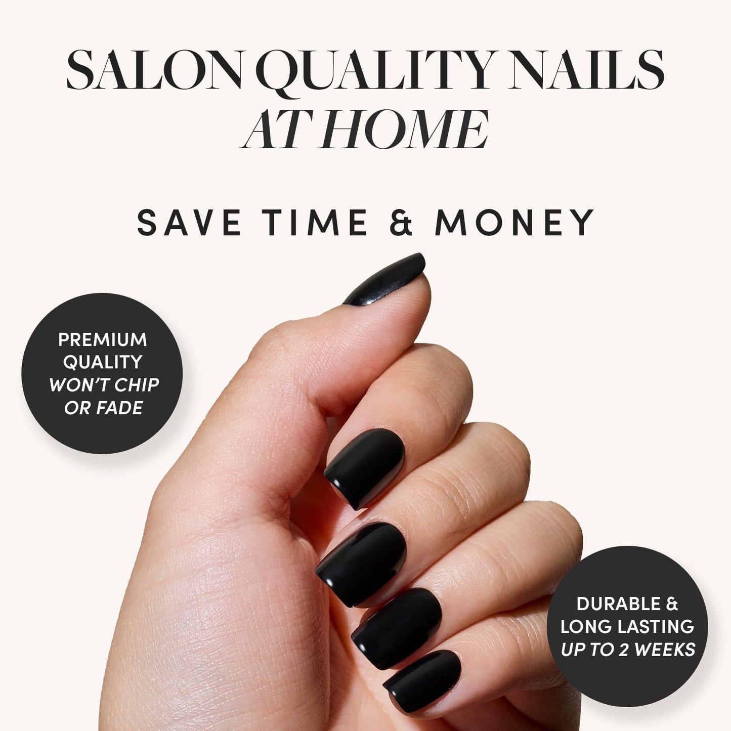Glamnetic Press-On Nails Bundle - Midnight Romance, Jet Black & Red Bottom | Squoval Black Fake Nails with Magnetic Cat-Eye Design | Squoval Black Fake Nails with a Glossy Finish | Red Acc