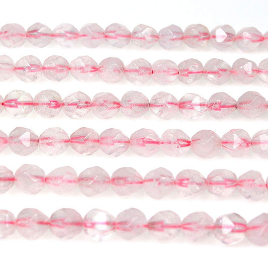 MJDCB Best Sellers Natural Stone Beads Faceted Polygon Rose Quartz Crystal Energy Stone Healing Power for Jewelry Making(8mm)