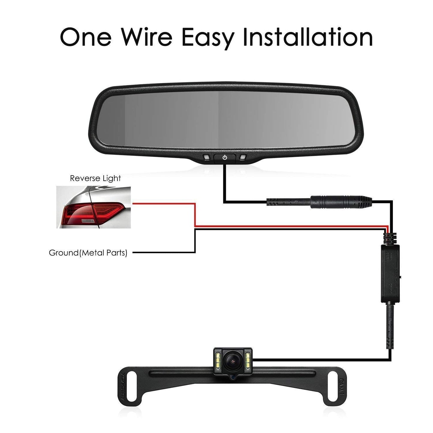 Rear View Mirror Camera with 4.3” Monitor: Super Night Vision OEM Rearview Mirror Backup Camera with IP 68 Waterproof Back Up Camera for Car, Rearview Mirror for Parking & Driving Safety AUTO-VOX T2