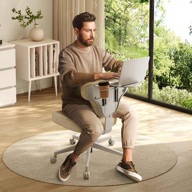Newtral Freedom-X Criss Cross Chair with Wheels- Multi-Position Cross Legged Office Chair with Laptop Tray, Adjustable Ergonomic Kneeling Chair for Work from Home