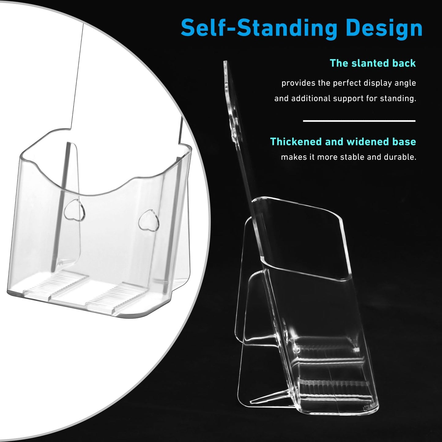 xydstay Acrylic Brochure Holder 4x9 Inches Slant Back Design, Clear Display Stand, Plastic Table Stand Sign Holder,Pamphlet Holder Flyer Holder,Display Stand,Table Signs Plastic Paper Holder for Office, Home, Store, 2 Pack