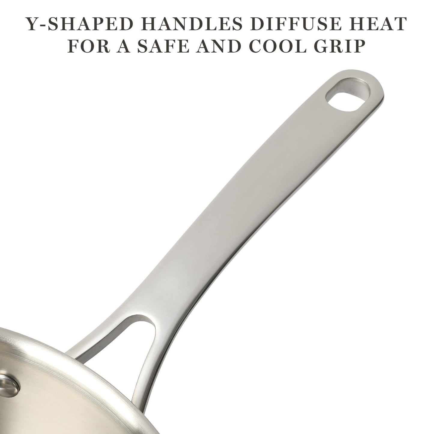 Martha Stewart Castelle 10 Piece 18/8 Durable Stainless Steel Induction Safe Non-Toxic Triply Bottom Kitchen Pots and Pans Cookware Set - Dishwasher Safe