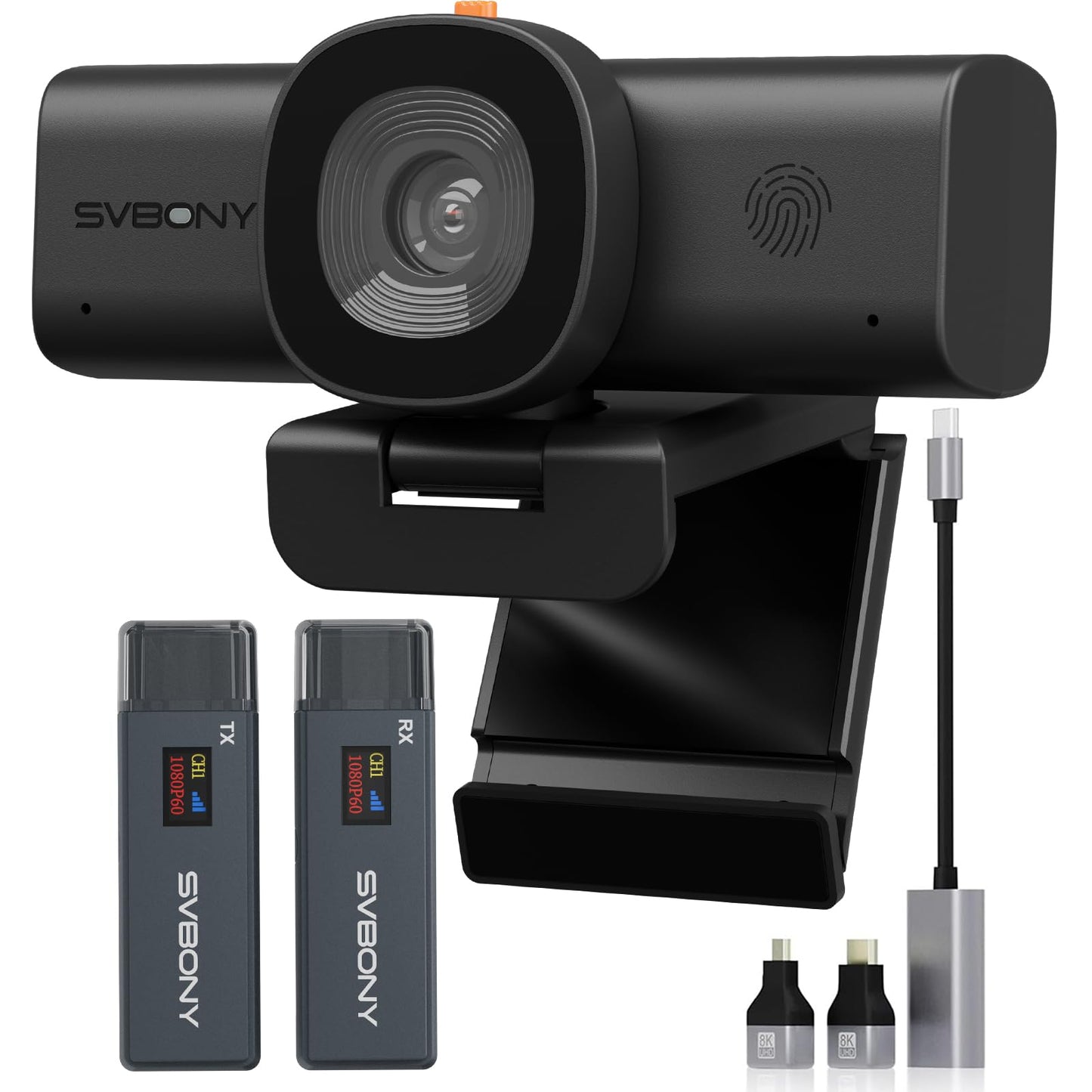 SVBONY TransAir1 5.8G Wireless HDMI Transmitter/Receiver & SVN W1 2K Autofocus Webcam with 2 Mics, Plug & Play Professional Wireless Video Collaboration Kit for Zoom, Online Class, Video Conferencing