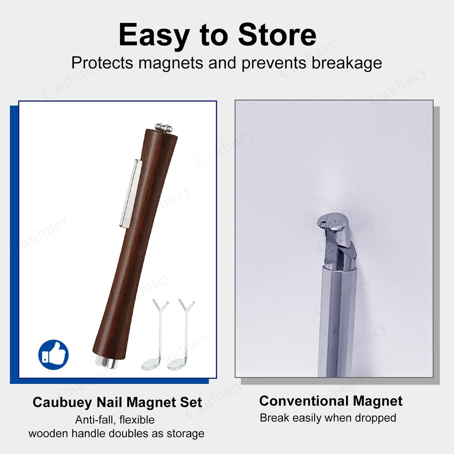 Caubuey 4 in 1 Cat Eye Nail Magnet Stick with Heart Shaped Tool, Multifunctional Magnetic Nail Pen for Gel Polish — 3D Cat Eye Magnet for DIY Nail Art, Manicure, Salon, Studio Use (Brown)