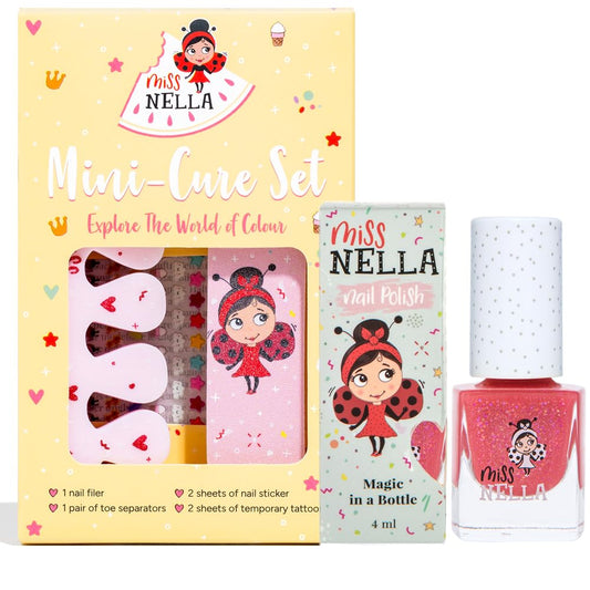 MISS NELLA NAIL KIT & NAIL POLISH- Accessories set for kids Nail Varnish- peel off nail polish, nail stickers, tattoos, nail filer & toe separators- all designed foe children hands & toes