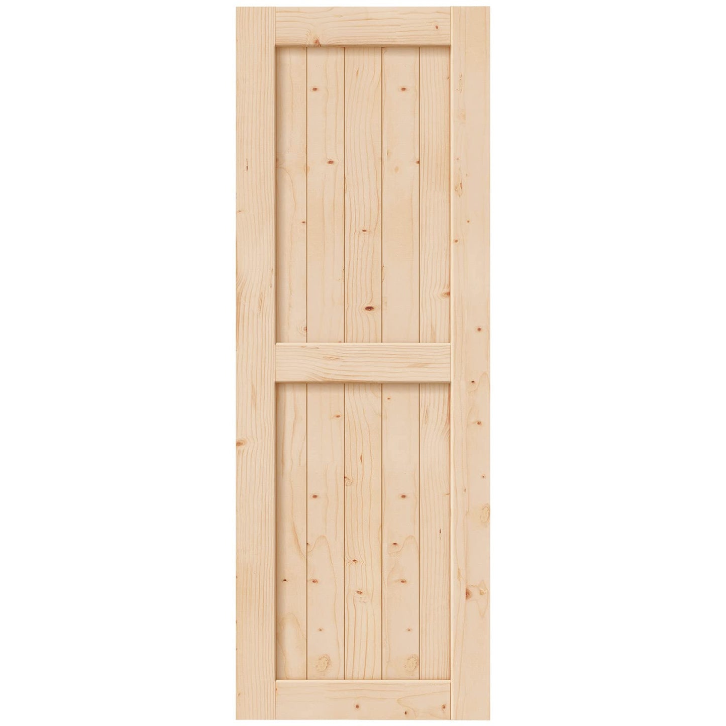 EaseLife 30in x 84in Sliding Barn Wood Door,Interior Doors,DIY Assemblely,Solid Natural Spruce Panelled Slab,Easy Install,Apply to Rooms & Storage Closet,H-Frame