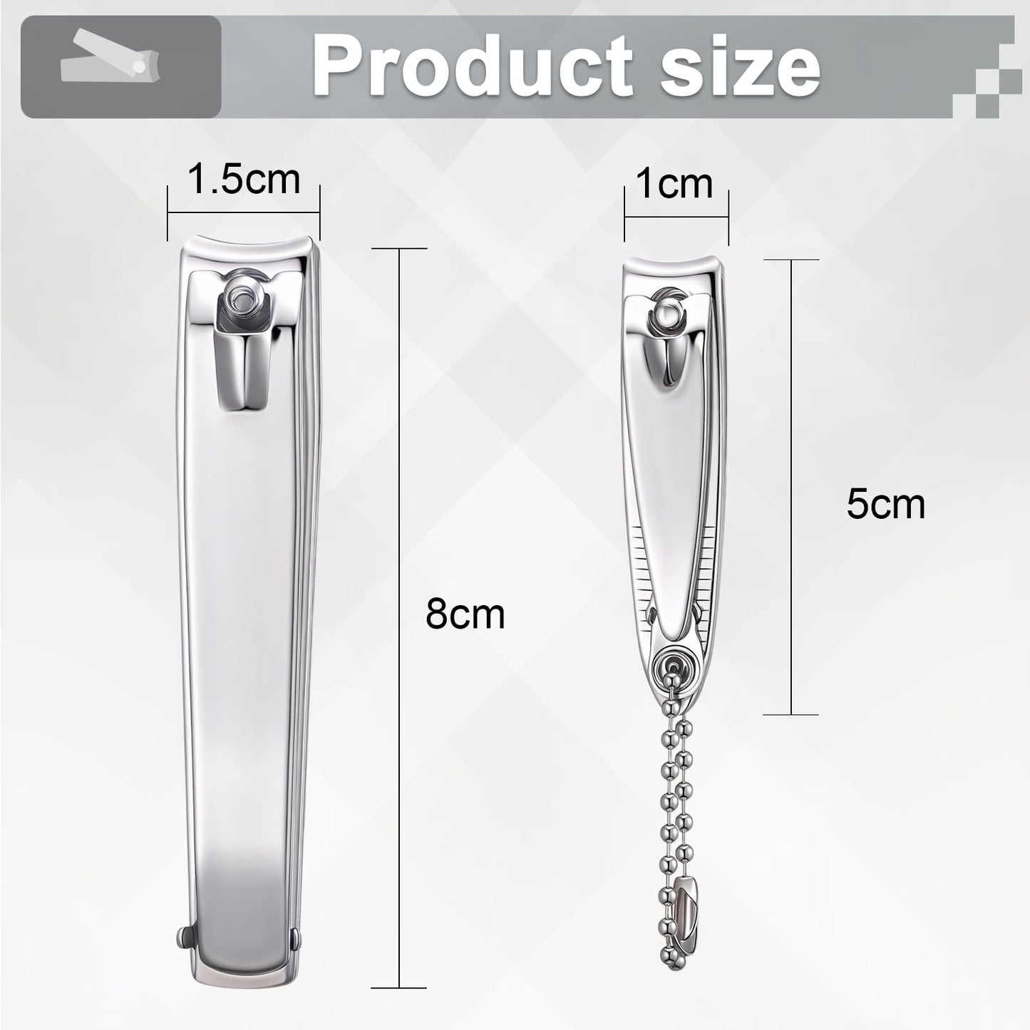 Bememo 24 Pcs Stainless Nail Clippers Set 2 Sizes Fingernail and Toenail Clippers with Chain Nail Cutter Tool Set Portable Travel Manicure Kit for Men Women Homeless Care Package Supplies(Silver)