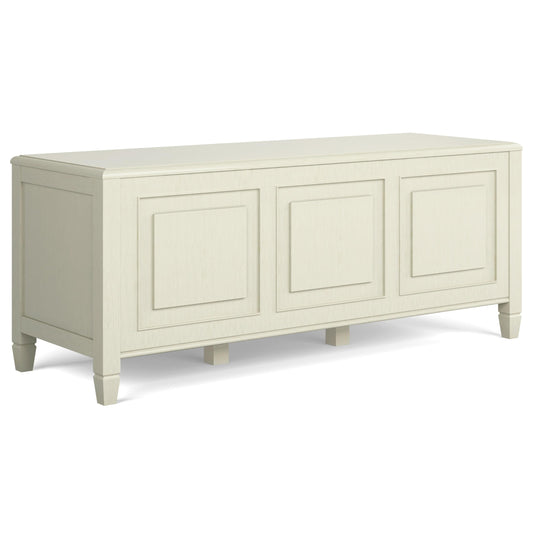 SIMPLIHOME Connaught Storage Bench - 51 inch Wide Solid Wood Trunk Bench in Antique White, Traditional Bench for Entryway with Lift-Up Lid and 3 Hidden Compartments