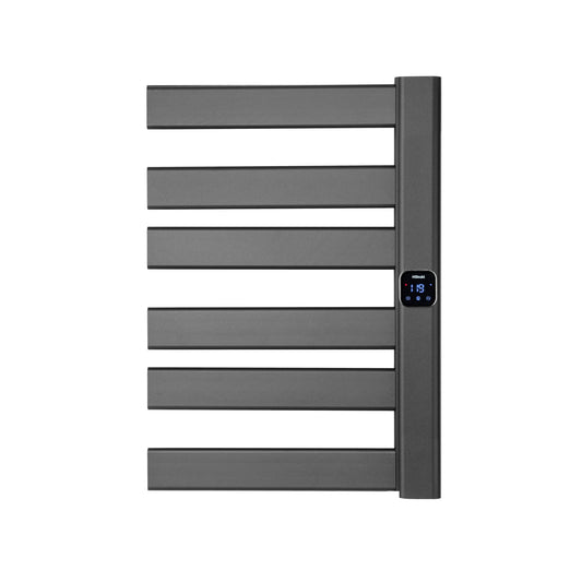 HSTRUKT Towel Warmer, Heated Towel Rack with Built-in Timer and Temperature Control,Hard-Wired(Right-Wiring)/Plug-in Wall-Mounted Towel Rail, Aluminum，18.8" W X 25.6" H, Black
