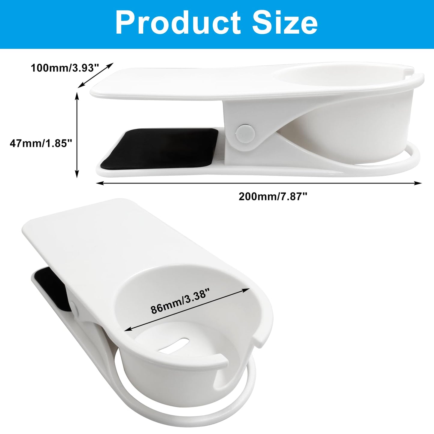 Jiozermi Drinking Cup Holder Clip, Desk Drink Holder with Clip for Water, Soda, Coffee Mug (White)