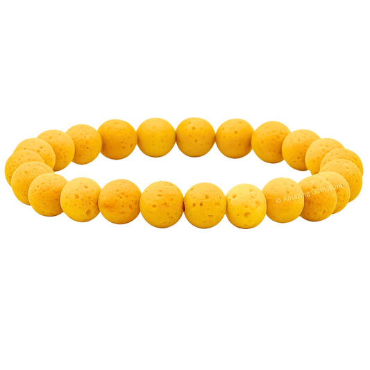 Amazing Gemstone Crystal Bracelet for Women Men's Gifts - Protection Healing Crystal Bracelet - 8mm Gemstone Beaded Stretchable Bracelet Pulseras Para Hombres Mujer Stocking Stuffers Mothers Day Gift (Yellow Lava)