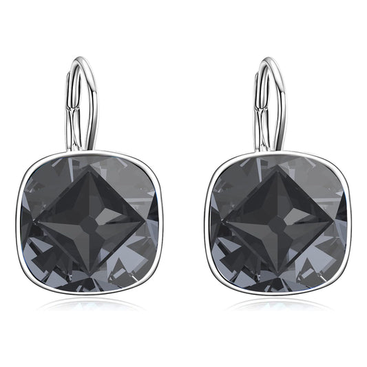 AOBOCO Sterling Silver Leverback Earrings, Grey, 0.90 in x 0.55 in, 3.2 g