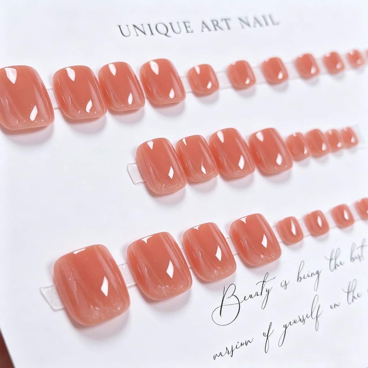 32Pcs Chrome Press on Toenails Short Square Fake Toe Nails Nude Pink Solid Color False Toe Nails Glossy Shiny Mirror Acrylic Toenails Cute Reusable Full Cover Glue on Toe Nail for Women Manicure