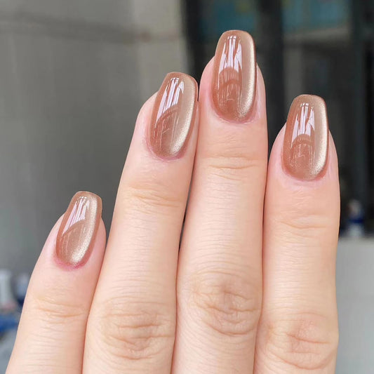 Short Glitter Press On Nails Square Apricot Fake Nails Glitter False Nails Press Ons Glossy Reusable Glue On Nails Full Cover Apricot Stick On Nail For Women Girls Acrylic Nail decorations