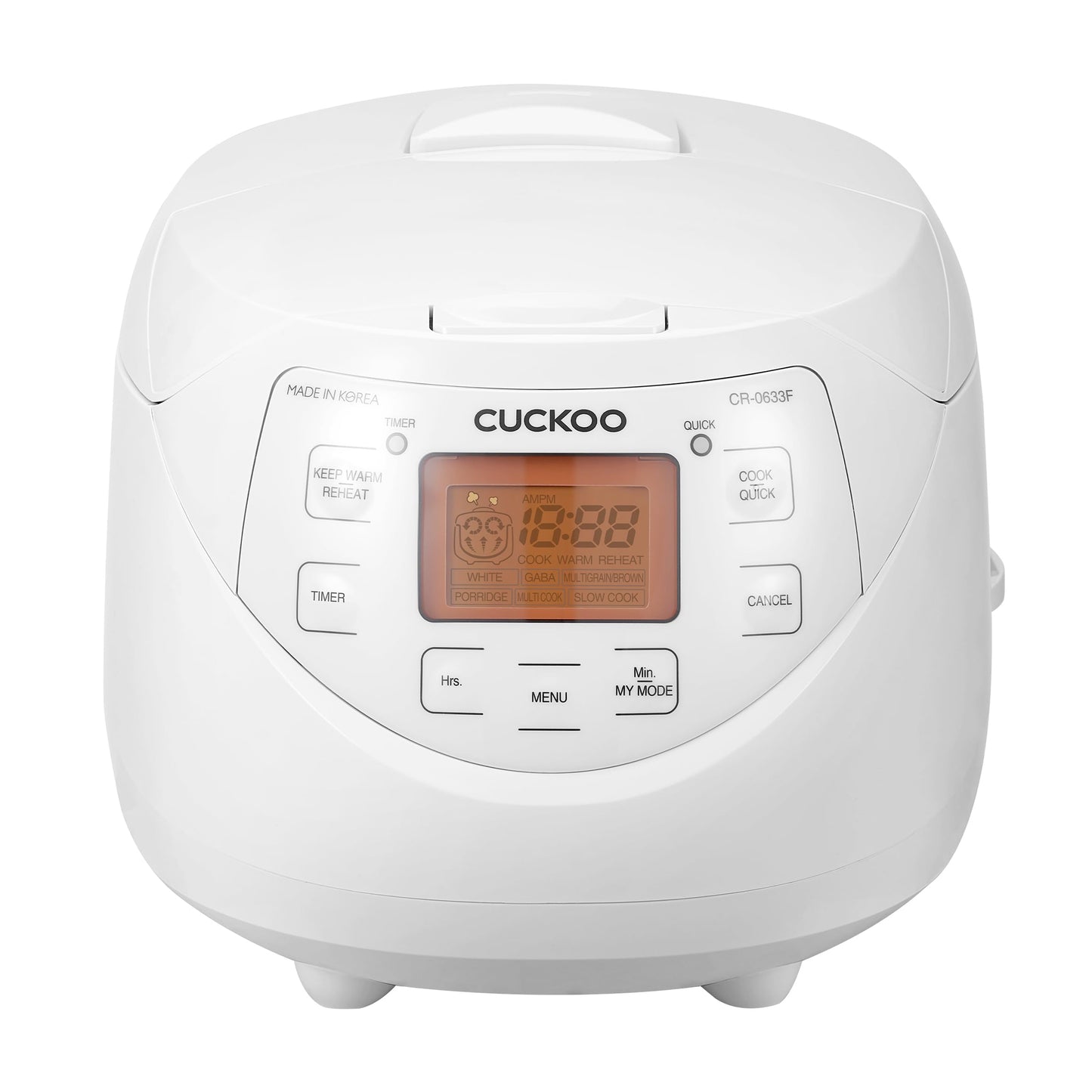 CUCKOO Micom Rice Cooker 6 Cup Uncooked / 12 Cup Cooked, Korean Fuzzy Logic Rice Cooker with Delay Timer & Keep Warm Setting, Versatile Food Steamer with Non-Stick Inner Pot, White (CR-0633F)
