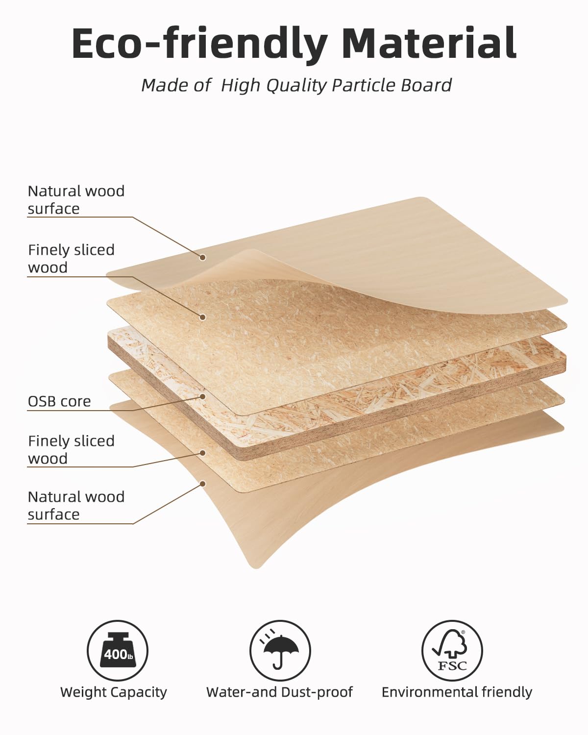 ZATNK Universal 60 x 24 One-Piece Particle Board Table Top, 1" Thick Desktop for Stand Up Height Adjustable Desk Frames, Home Office Tabletop, Countertop DIY, White Oak