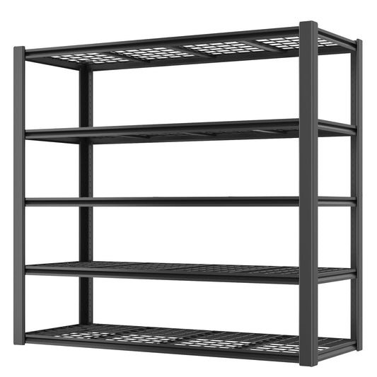 Homdox 3000LBS Heavy Duty Garage Shelving, 5 Tier Adjustable Storage Shelves, 60" W x 24" D x 72" H Metal Shelving Unit for Garage, Pantry, Basement, Black